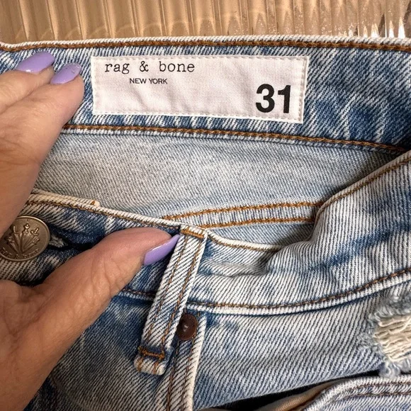 rag & bone Harlow Straight Leg Jeans in Light Blue Wash